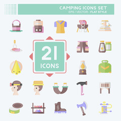Icon Set Camping. related to Adventure symbol. flat style. simple design editable. simple illustration