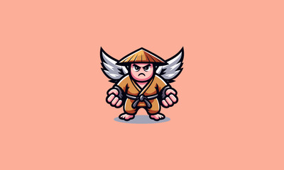 character sumo with wings vector logo design