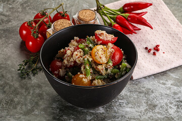 Vegan boiled quinoa with vegetables