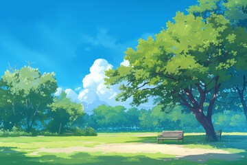 Anime park background, stylized, background