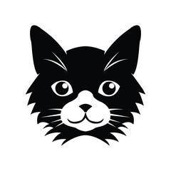 Black and White cat face illustration vector