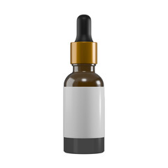 Transparant serum with label body care icon. 3d rendering skincare