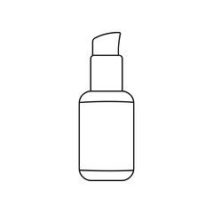 Cosmetic container bottle vector contour outline linear icon isolated on white background.
