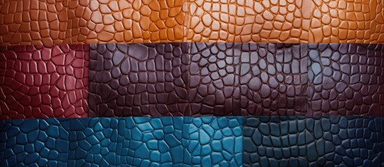 Various textures of leather in four different colors - black, brown, red, and blue, ideal for background or design projects