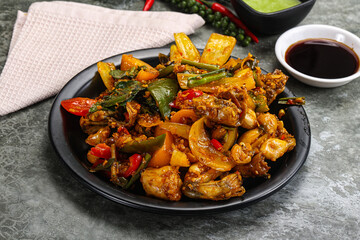Vietnamese cuisine - fried frog with vegetables