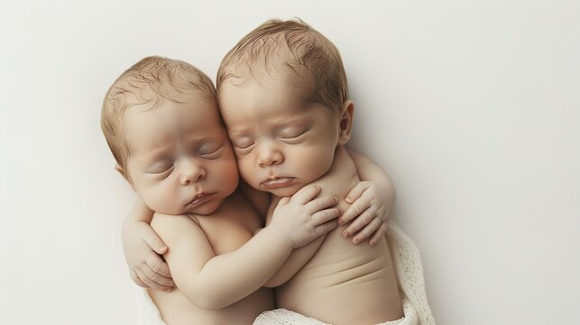 twin serenity: two infants peacefully sleeping in each other's arms