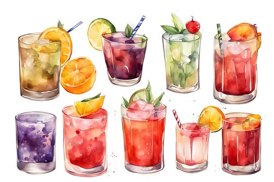 Cocktail set, illustration