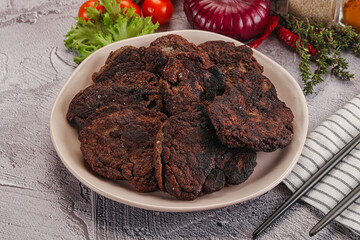Liver pancakes in the bowl