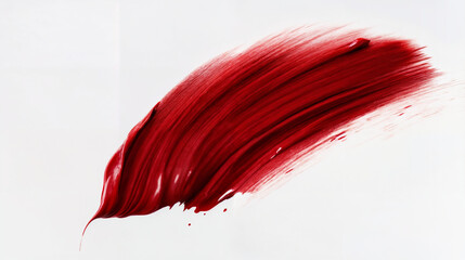 Red oil paint line of paint isolated on transparent background. Red stroke of paint texture isolated on transparent background Red paint brush stroke isolated over.