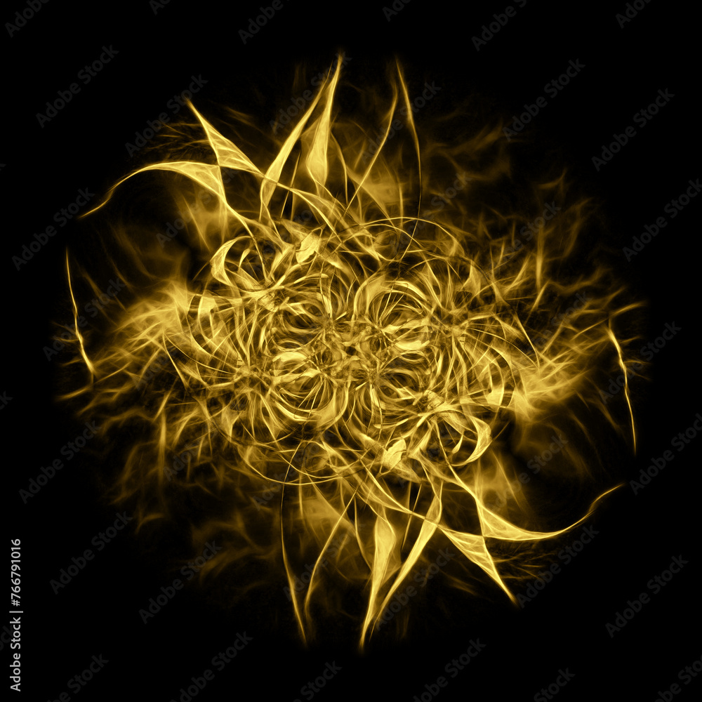 Poster square format shades of yellow a creative glowing design isolated on black exploding style