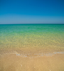 Beautiful horizon Landscape summer panorama front view point tropical sea beach white sand clean and blue sky background calm Nature ocean Beautiful  wave water travel at Sai Kaew Beach thailand