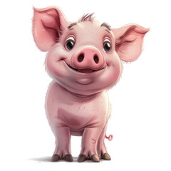 Fototapeta premium Cute Funny Cartoon Pig, Illustration for Children Book, Generative AI