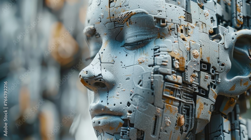 Poster an abstract representation of a minimalist and futuristic artificial intelligence concept, symbolizi