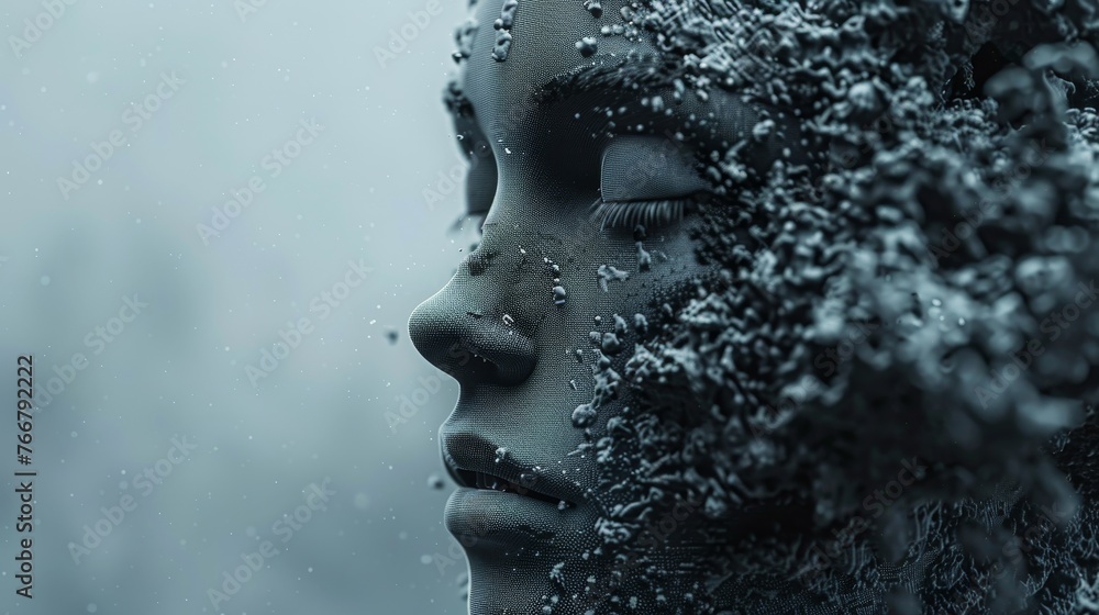 Poster an abstract representation of a minimalist and futuristic artificial intelligence concept, symbolizi
