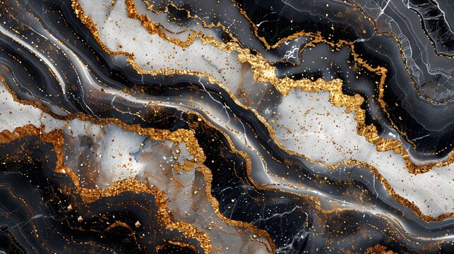 An abstrac design of rose golden and black marmol