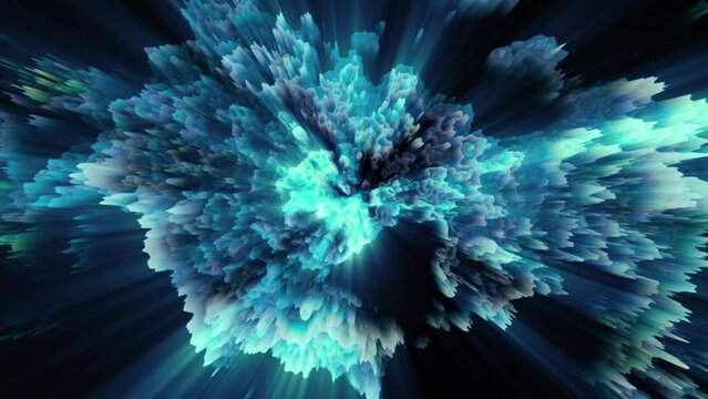 Abstract 3D loop of fractal turbulence. Pixel sorting. Glitch art.