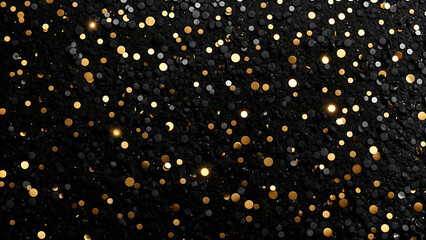 Abstract textured black background with golden dots - obrazy, fototapety, plakaty