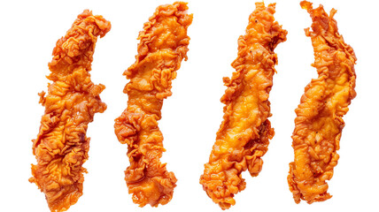 Set of chicken strips isolated on transparent background