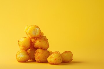 Pile of Tater Tots on Yellow Background