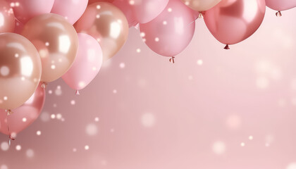 Pink balloons on pink pastel background