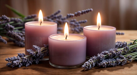 Obraz na płótnie Canvas Background with candles and lavender