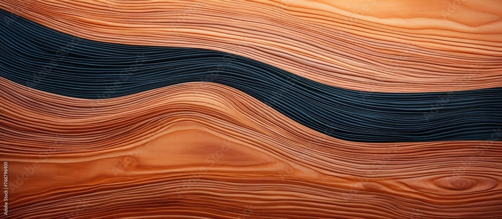 Poster wooden surface exhibiting intricate patterns of curved lines and textures, creating an aesthetic clo