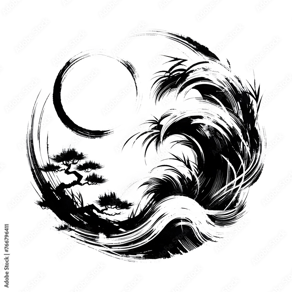 Poster abstract black paint splashes on white background with space for text generative by ai