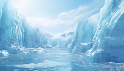 Frozen glaciers of Lake Baikal - obrazy, fototapety, plakaty