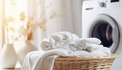 Fototapeta na wymiar Fresh towels smell fresh after washing