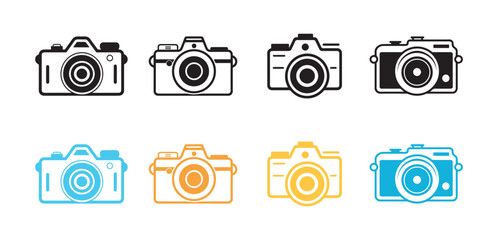 Camera icon set on white background. Vector illustration in trendy flat style