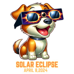 Cute Dog Wearing Eclipse Glasses Illustration .AI Generate - obrazy, fototapety, plakaty