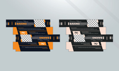 Packaging box design, silicone mat box design, Box die line, black and orange box design, Illustration Vector design Template.
