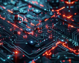 Obraz premium Emphasize the interconnected nature of IT systems using a network-inspired design.