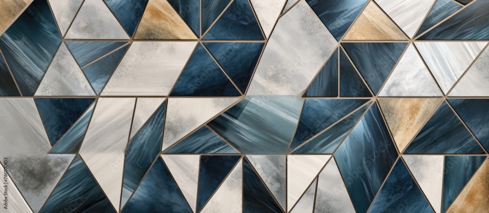 Poster a detailed view of a wall adorned with a complex geometric pattern