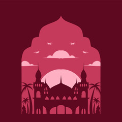 mosque silhouette set vector Ramadhan kareem