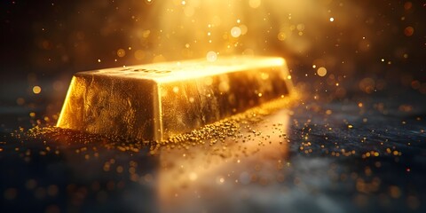 Glowing Gold Bar with Captivating Radiance and Timeless Allure Shining Bright as a Symbol of Wealth Prosperity and Enduring Value - obrazy, fototapety, plakaty