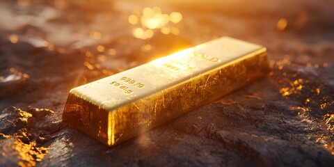 Shining Golden Bullion Bar Depicting Timeless Wealth and Financial Value