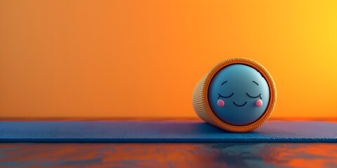 Yoga mat character rolling itself out for a peaceful session with copy space for text or design - obrazy, fototapety, plakaty