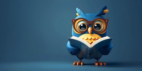 Wise Owl Offering Financial Advice with Open Book and Thoughtful Pose