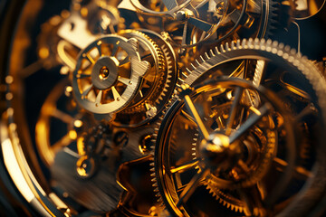 Closeup of clockwork gears. Conceptual image of time.