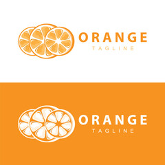 Simple minimalist orange logo garden plant design fresh orange fruit drink illustration template