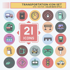 Icon Set Transportation. suitable for education symbol. color mate style. simple design editable. design template vector. simple illustration