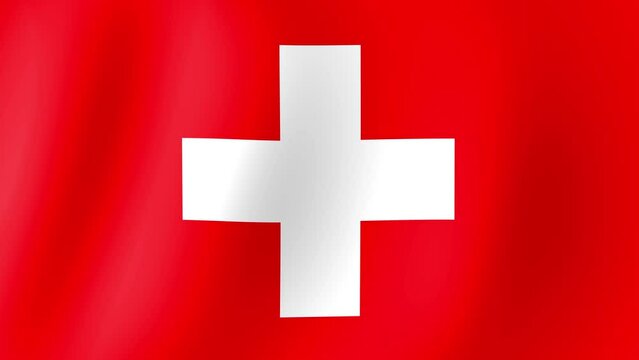 Animation of Switzerland flag waving in the wind. Background with flag of Switzerland for Switzerland independence day. Video for graphic editing, 4k animation