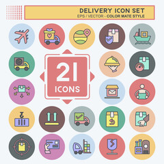 Icon Set Delivery. suitable for education symbol. color mate style. simple design editable. design template vector. simple illustration