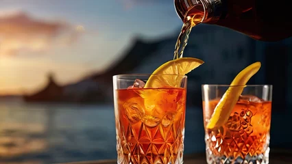 Foto op Plexiglas Cocktail garnished with orange slices  © big bro