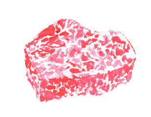 水彩で描いた牛肉　リブアイのイラスト