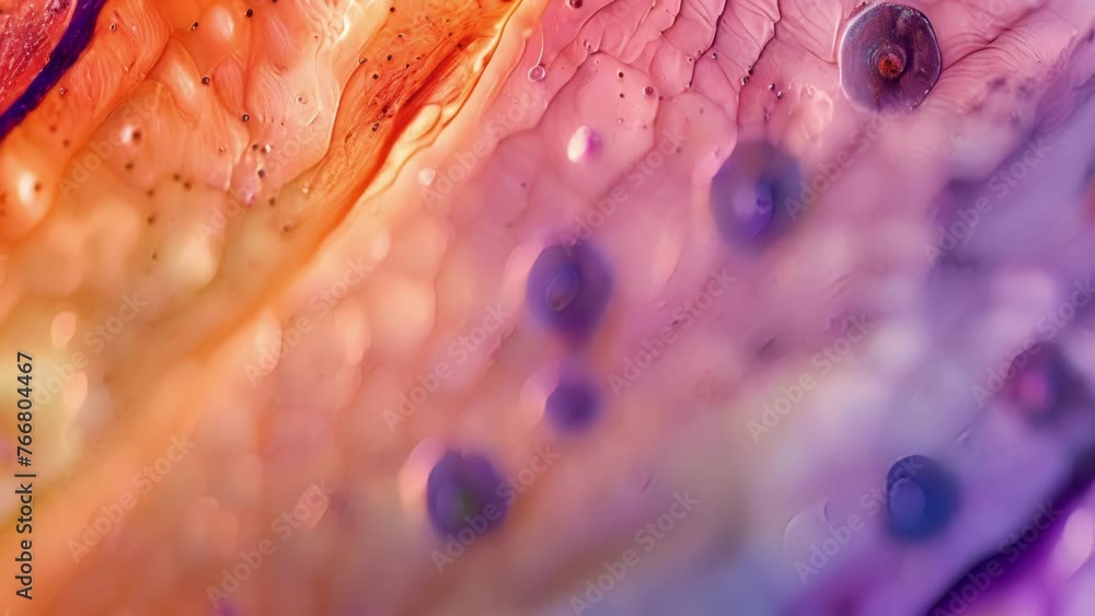 Poster a closeup of a microscope slide with tissue samples under examination representing the intricate nat