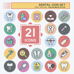 Icon Set Dental. suitable for medicine symbol. color mate style. simple design editable. design template vector. simple illustration