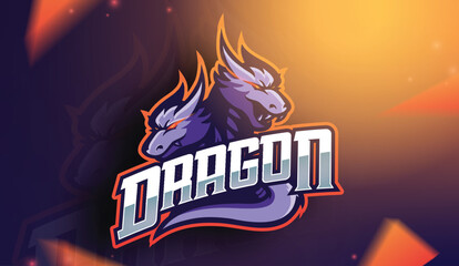 Purple two dragon heads gaming logo template for esport © Nandar Adhuri