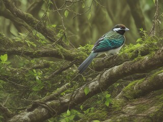 beutiful bird setting in jungle